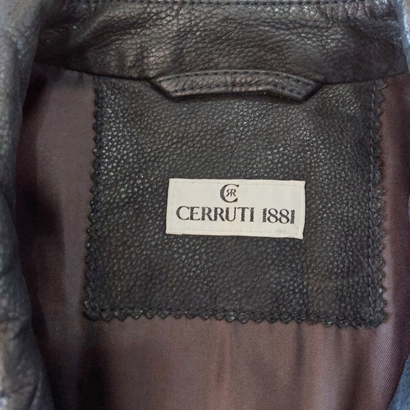 💃😎🧨💥Men's black leather lambswool jacket. Made in Italy .Cerruti 1881 - Picture 3 of 12